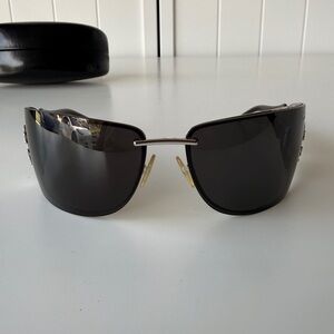 Roberto Cavalli Black Shield Sunglasses with Dark Lenses